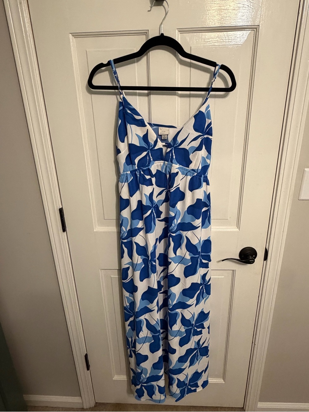 A New Day Floral Blue & White Slip Maxi Dress - Size L